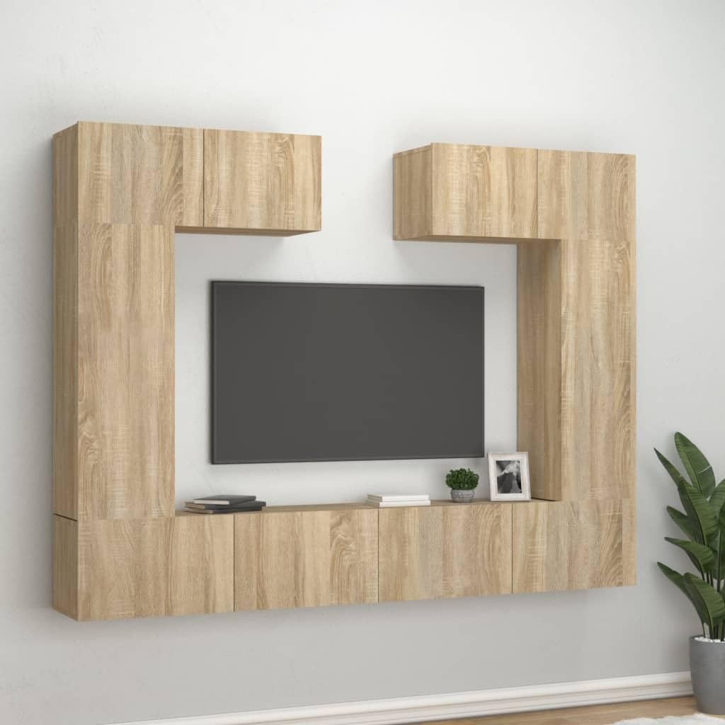 Meubles TV chêne Sonoma (6 pièces) pour cacher les câbles du salon