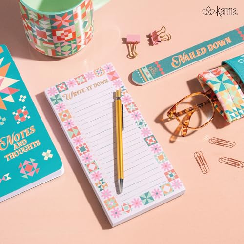 Image of Karma, Large Magnetic Notepads, Notepads for Grocery List, Shopping List, To-Do List, Reminders, Strong Magnetic Back, Memo Notepad 100 Sheets Per Pad, Cute Colorful Designs - Houndstooth
