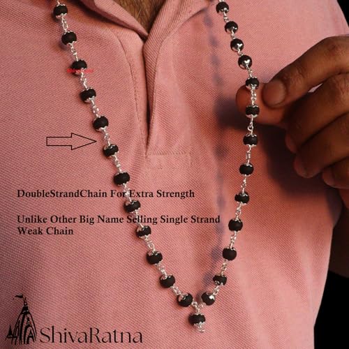 Image of OM Shiva Trishool Karungali Mala | Black Ebony Wood Spiritual Necklace | Protection, Meditation, Healing, Energy Balance, Shiva Bhakti Mala | For Men & Women