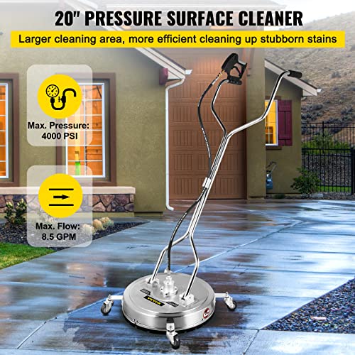 VEVOR Pressure Washer Surface Cleaner, 24'', Max. 4000 PSI Pressure by 2 Nozzles for Cleaning