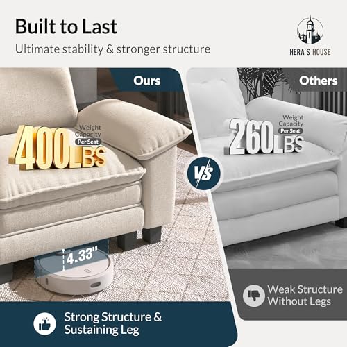 Image of HERA'S HOUSE 158 inch Oversized Modular Sectional L Shaped Sofa,Chenille Beige | 5-Seater Living Room Couches, Wider Armrest and Deep Seat, Comfy Cloud Couch with Ottoman, Wood Sturdy Frame