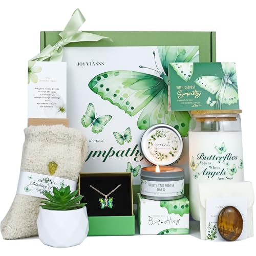 Sympathy Gift Baskets,Sorry for Loss of Loved One, Sympathy Condolences Gift Basket, Miscarriage Bereavement Grief Gift Ideas for Women Mom Dad Husband Pet, Grieving Self Care Package (9 set)