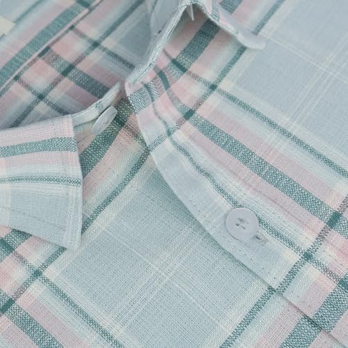 Image of GHPC 100% Cotton Checkered Half Sleeves Regular Fit Formal Shirt for Men
