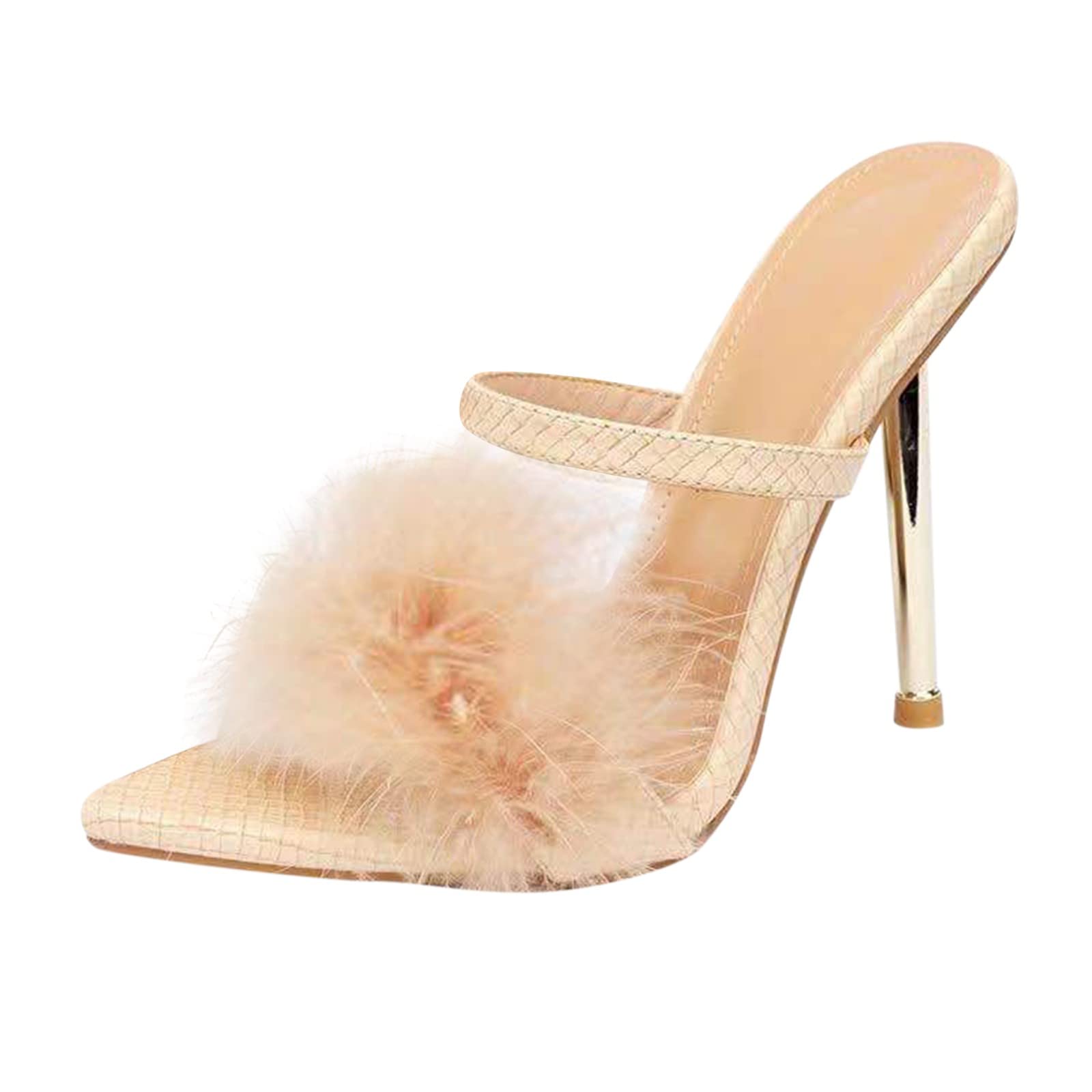 Laceup Heels Breathable High Casual Toeknob Women's Sandals Summer Shoes Women's Sandals High Heels School (Beige, 7.5)