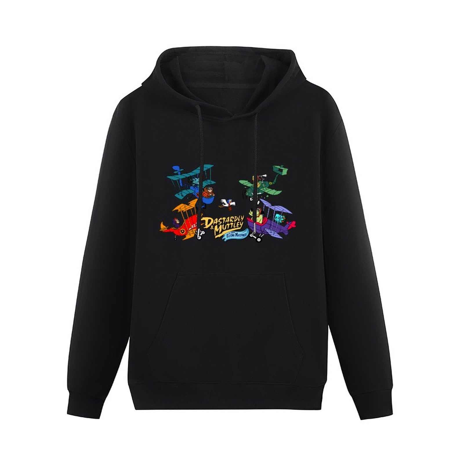 Pedfuvl Unisex Black Dastardly & Muttley In Their Flying Machines Men's Hoodies Graphic Printed Pullover Sweatshirts 3XL