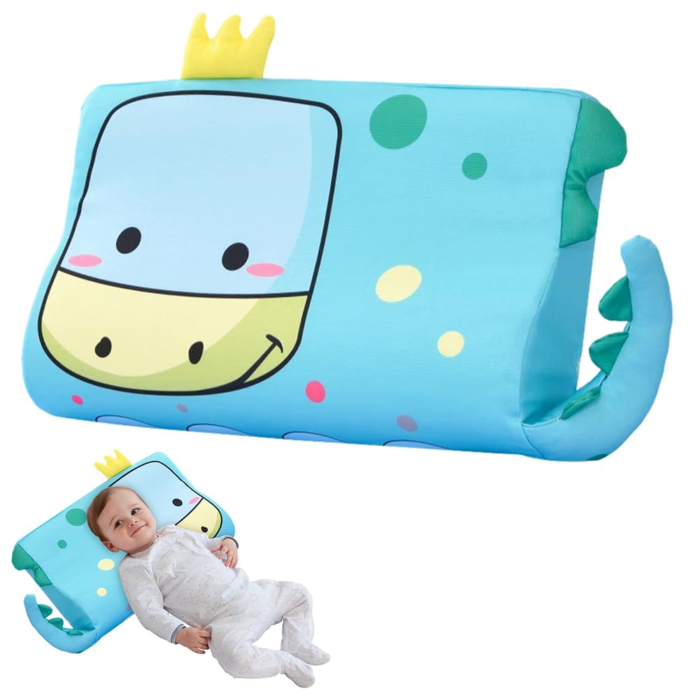 DASIAUTOEM Schlummerkids Poduszka dla dzieci, 46 x 26 cm, śliczne zwierzęta, ergonomiczna poduszka do przytulania dla dzieci, oddychająca, komfortowa poduszka dla dziewcząt i chłopców (dinozaury)