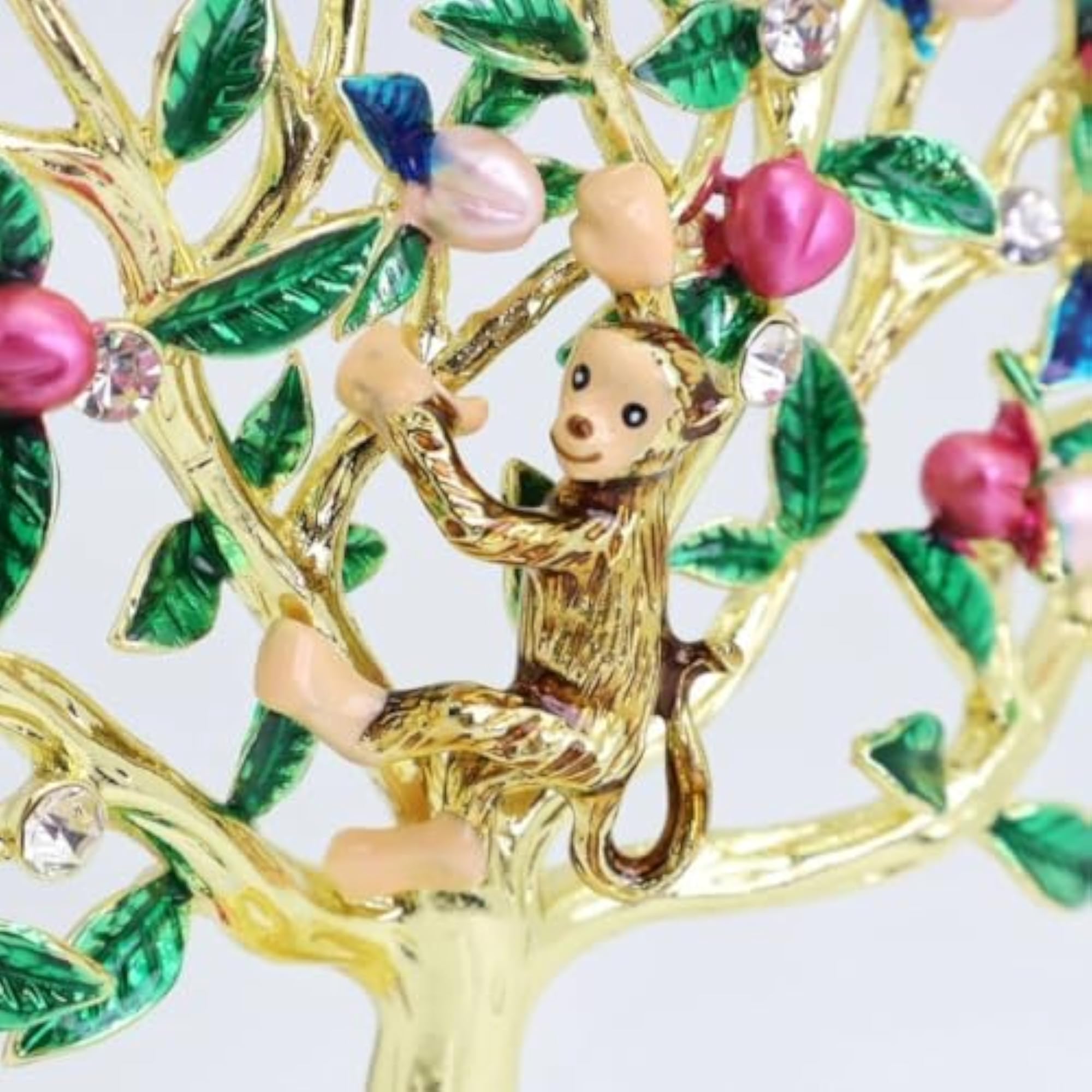 Decorative Peach Tree with Monkey, Hand-Finished