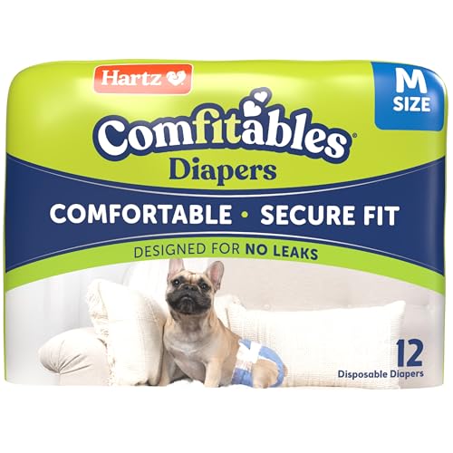 New! Hartz Comfitables Disposable Dog Diapers, Size Medium 12 Count, Comfortable & Secure Fit, Easy to Put On, Super Absorbent Male and Female Diaper
