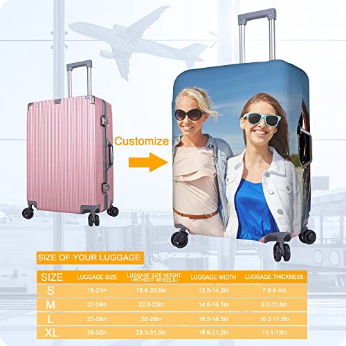 Custom Luggage Cover Personalized Luggage Cover Add Your Own Name Photo Text Double-Sided Different Design Travel Suitcase Case Protector Elastic Washable Baggage Covers (Custom Text Photo, S)4