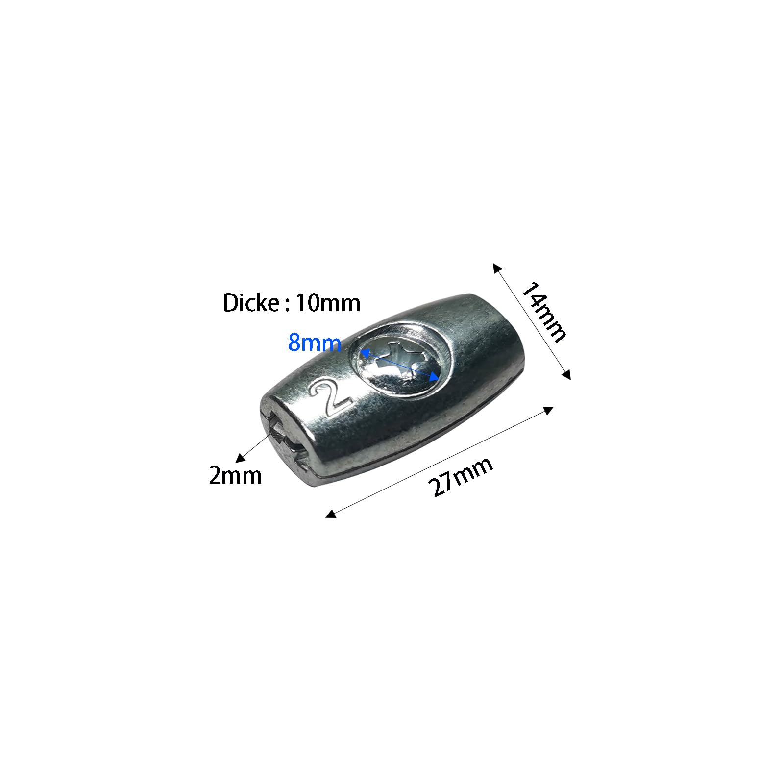 Produktbild von 24 Seilklemmen Aus Zinklegierung – Eiförmig, Für 3 Mm Drahtseil, Korrosionsbeständig, Einfache Montage, Für Außen & Werkstatt