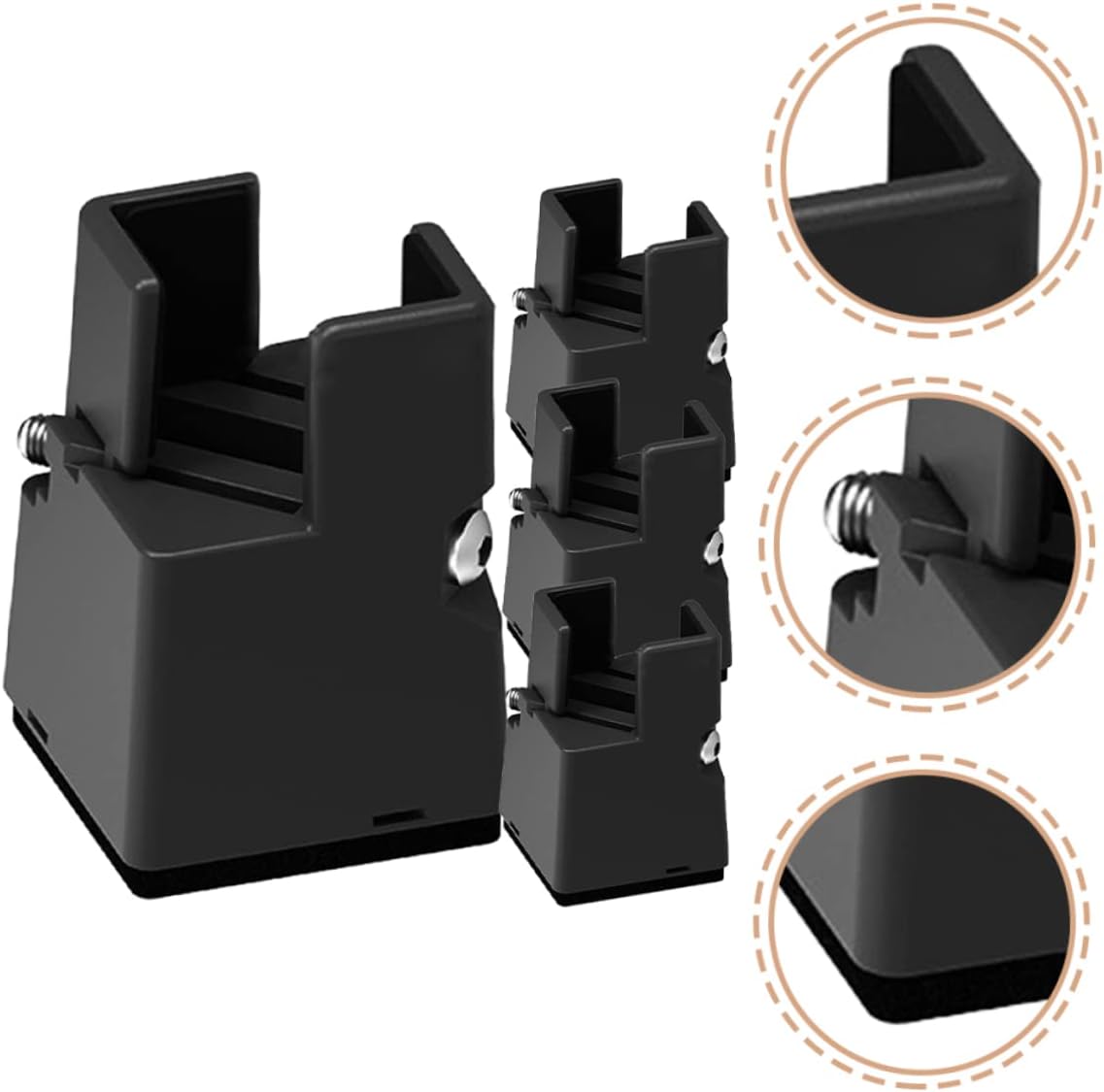 4pcs Adjustable Bed Risers Heavy-Duty Platform Furniture Riser Blocks for Chair and Table Legs Height Increase Silent Wear-Resistant for Storage Cleaning Space