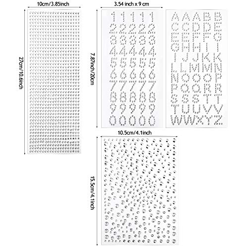 Pegatinas de letras del alfabeto autoadhesivas de diamantes plateados para números de manualidades 3