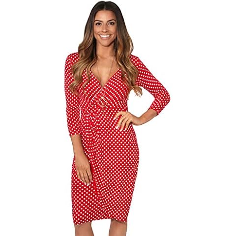 KRISP Women Polka Dot Wrap Midi Dress Cover
