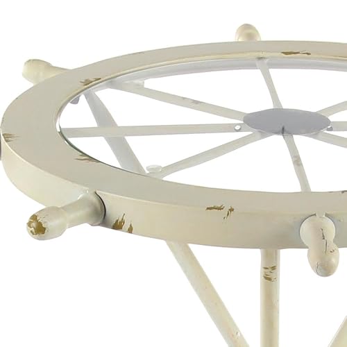 Deco 79 Metal Ship Wheel Side End Accent Table Ship Wheel Top End Table with Oar Shaped Legs, Side Table 23" x 23" x 24", White - Image 5