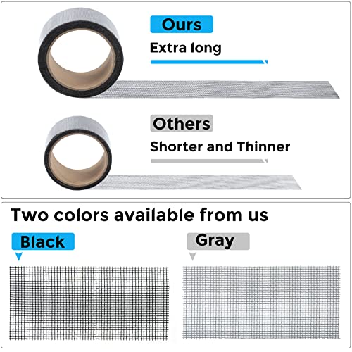 Secopad Grey Window Screen Repair Tape, 2IN X 10FT Screen Repair Kit for Windows or Doors, Strong Adhesive Fiberglass Mesh Patch Tape