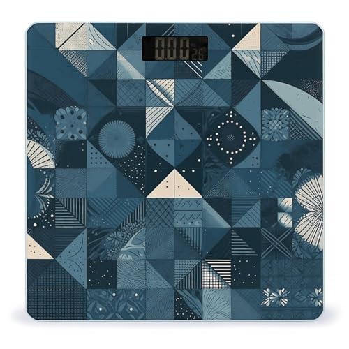 Báscula digital de precisión diseño geométrico azul