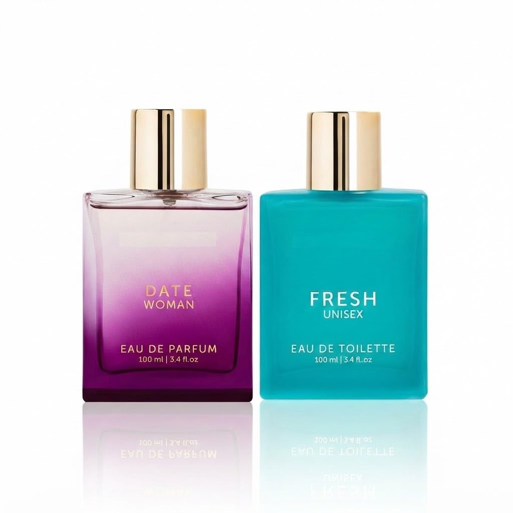 Luxury Date & Fresh Eau de Parfum 100ml Each (Pack of 2) | Fragrance Spray for Women & Men | Premium Perfume Duo | Daily Wear Scent | Elegant Gift Set