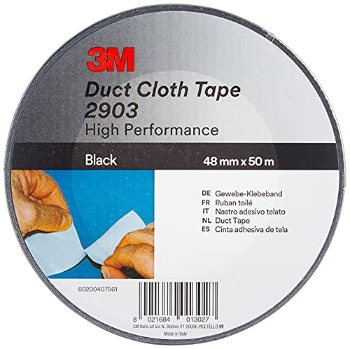 3M Universelles Gewebeklebeband 2903, Duct Tape, Starkes Panzertape, Reparatur Klebeband, Starke Klebkraft, leicht abreißbar, 48mm x 50m, Schwarz - 1 Rolle