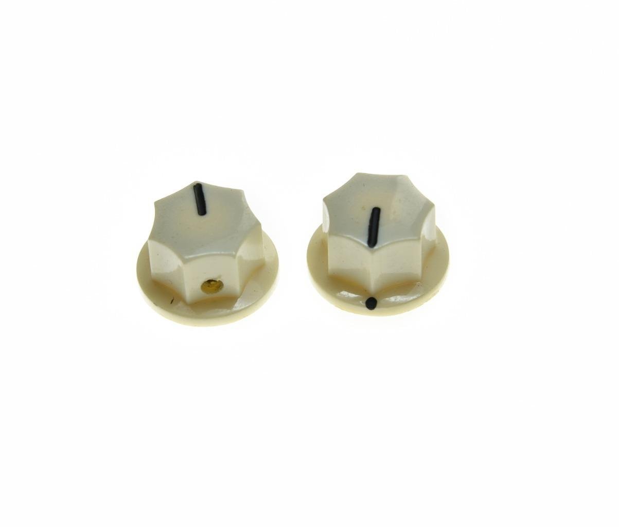 KAISH Pack of 10 Aged White Mini MXR Style Skirted AMP Knob Brass Insert Effect Pedal Knobs - Image 2
