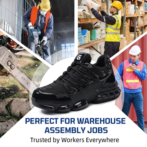 Image of Steel Toe Work Shoes for Men Lightweight Safety Shoes with Puncture Resistant Sole Comfortable Construction Industrial Work Shoe for Warehouse