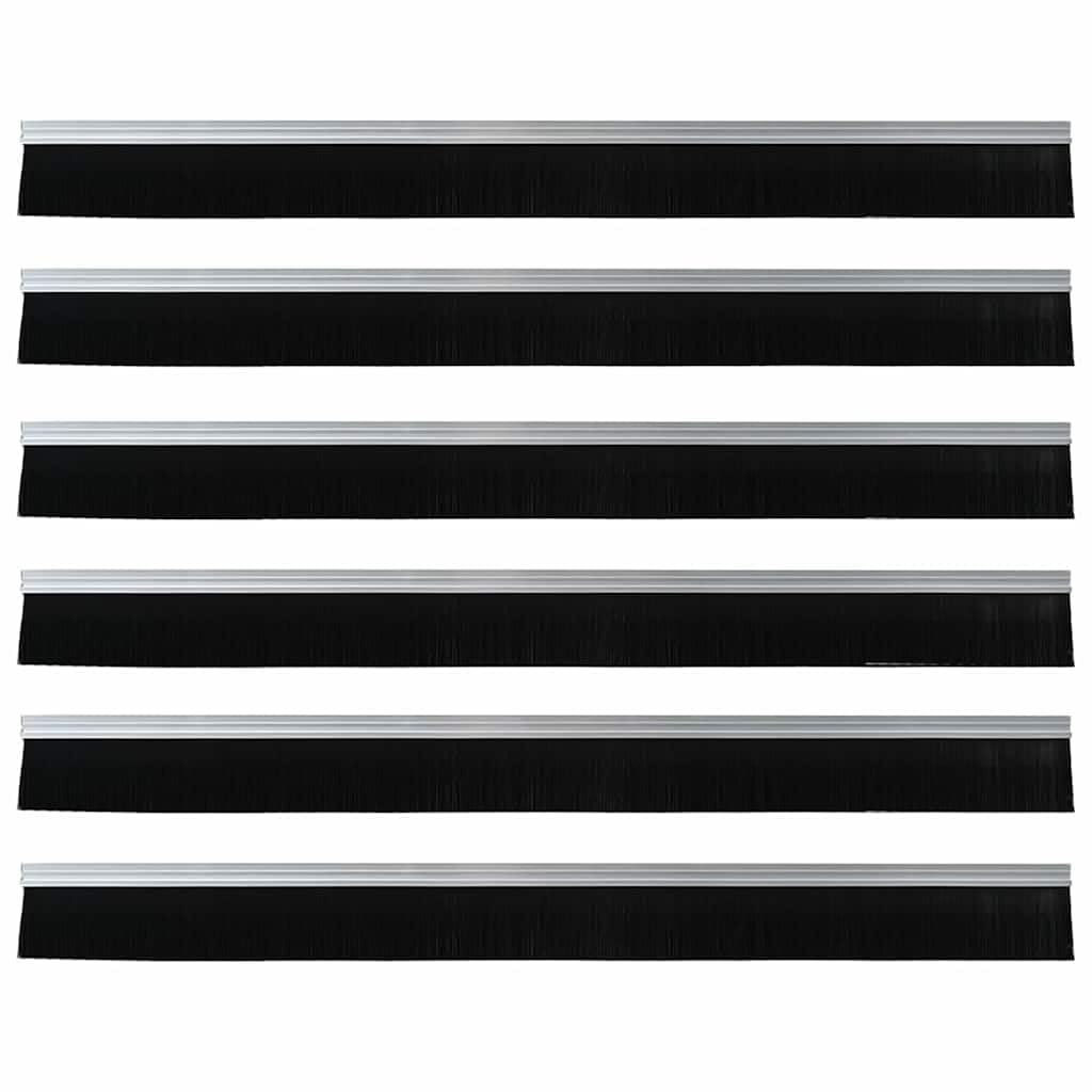 Guarnizione a spazzola per porta, set da 6 pezzi, 100 cm, argento, autoadesiva, paraspifferi per porte, in lega di alluminio
