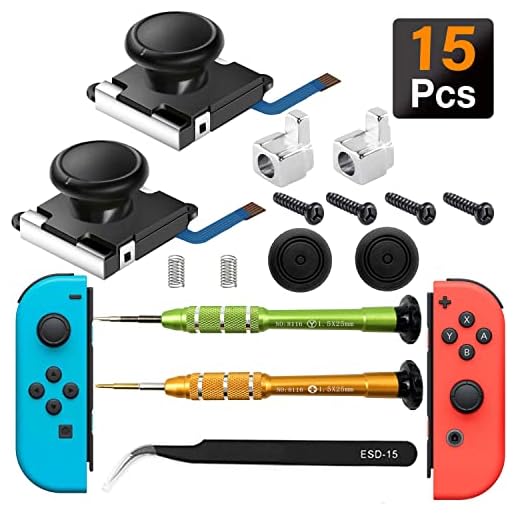Joycon Joystick Replacement 2 Pack for Fix Drift Nintendo Switch Joy-Con Controller & Switch Lite Joystick Replacement Left/Right Analog Thumb Stick, Metal Latch, Include Y1.5 Screwdrivers