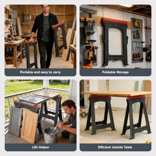 ZYJOYY Folding Plastic Sawhorse 2-Pack