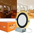 Comiled 24 Pack Black 6 Inch Led Recessed Lights with Night Light, Canless Ultra Thin Wafer Soffit Recessed Lighting Downlight, Dimmable & 5 Color Temperature Selectable, 12W, ETL