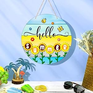 Hello Summer Door Decorations 11.5" Round Sunflowers Welcome Sign for Front Door Decor Farmhouse Hello Summer Hanger Sign for Porch Wreaths Home Office Wall Decorations Hello Summer Door Decorations 115 Round Sunflowers Welcome Sign for Front Door Decor Farmhouse Hello Summer Hanger Sign for Porch Wreaths Home Office Wall Decorations