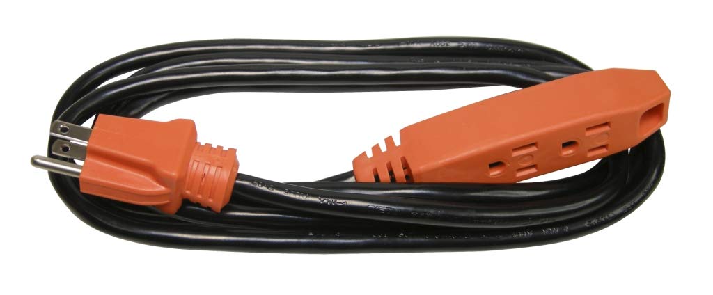 Prime Wire & Cable EC890708 8-Foot 14/3 SJT 3-Outlet Indoor Shop Cord, Black and Orange