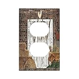 Decorative Switch Plate Covers Rustic Warehouse Barnyard Barn Door Brick Wall Farmhouse 1 Gang Receptacle Duplex Wall Plate Light Switch Cover Single Dual Device Outlet Plate Electrical Faceplate