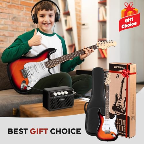 CAHAYA 39 Zoll E-Gitarre & Lautsprecher Set: Elektrische Gitarre Volle Größe mit 3 Pickups(S-S-H), Das Paket enthält eine Gitarrentasche, Stimmgerät, Whammy Bar, 4 Picks, Schultergurt