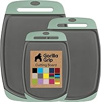 Vista 25 de Gorilla Grip - Tabla de cortar extragrande, mango de fácil agarre, surcos para jugos, antideslizante y gruesa. Apta para lavavajillas, no porosa
