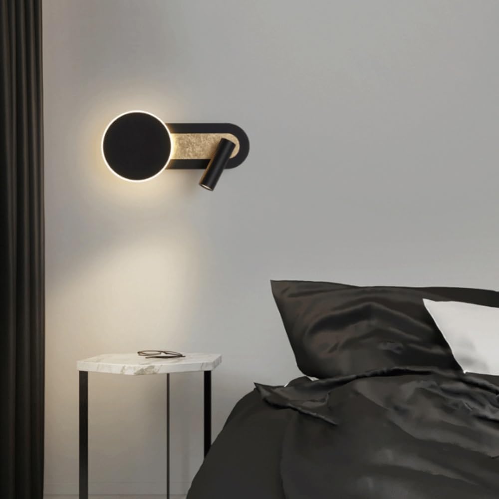 Applique murale de chevet à LED en fer noir réglable pour salon