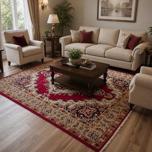 Image of 8x11 Feet Extra Large Area Rug | Super Soft Floral Multi Design Medium Thickness BCF Material Living Room Bedroom Home Decor