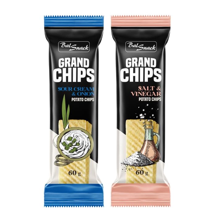 GRAND CHIPS Sour Cream and Onion Flavoured 60g + Vinegar and Salt Flavoured Chips 60g | Tasty Crunchy & Crispy Snack | Ready to Eat for House Parties, Travel & Anytime Snacking(Pack of 2)-image-19