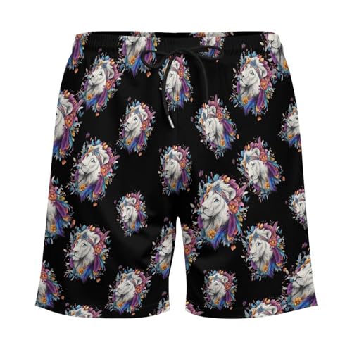 Wild Natural Colorful Lion Mens Swim Trunks Swimming Board Shorts with Compression Liner Summer Beach Bottom3
