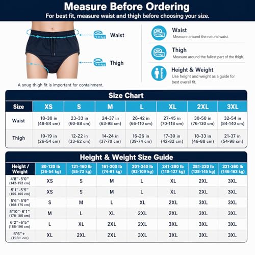 Miniatura 6 de Aqx Pañales De Natación Reutilizables Para Adultos, Necesidades Especiales, Pañales De Tela Lavables, A Prueba De Fugas, Pañales De Nadadores Para Protección De Incontinencia, Unisex L, Azul