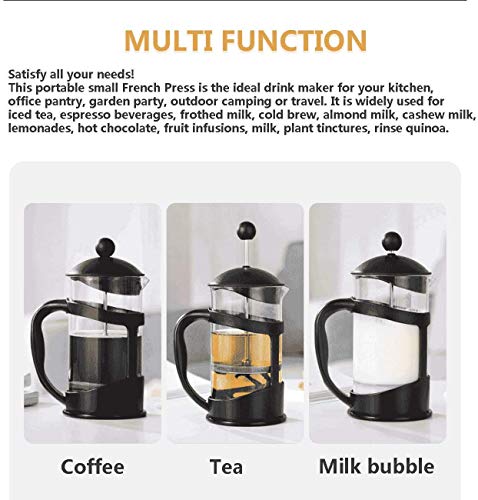 Image of 3D CREATIONS French Press Coffee And Tea maker Cold Brew Foam Maker 4 level filtration Heat Resistance Borosilicate Glass 800 ML.