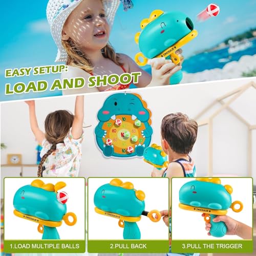 Image of Dinosaur Toy Gun- Foam Bullet Blaster-Dart Target Games for Kids- Indoor Toys 3-7 Years- Gifting Toys (Red)