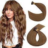 Hairro I Tip Hair Extension For Women Pre Bonded Cold Fusion Human Hairpiece Keratin Stick Tipped Hair Pieces Silky Straight Microlink Itip Hair Extensions 22' 100 Strands 50g #06 Light Brown