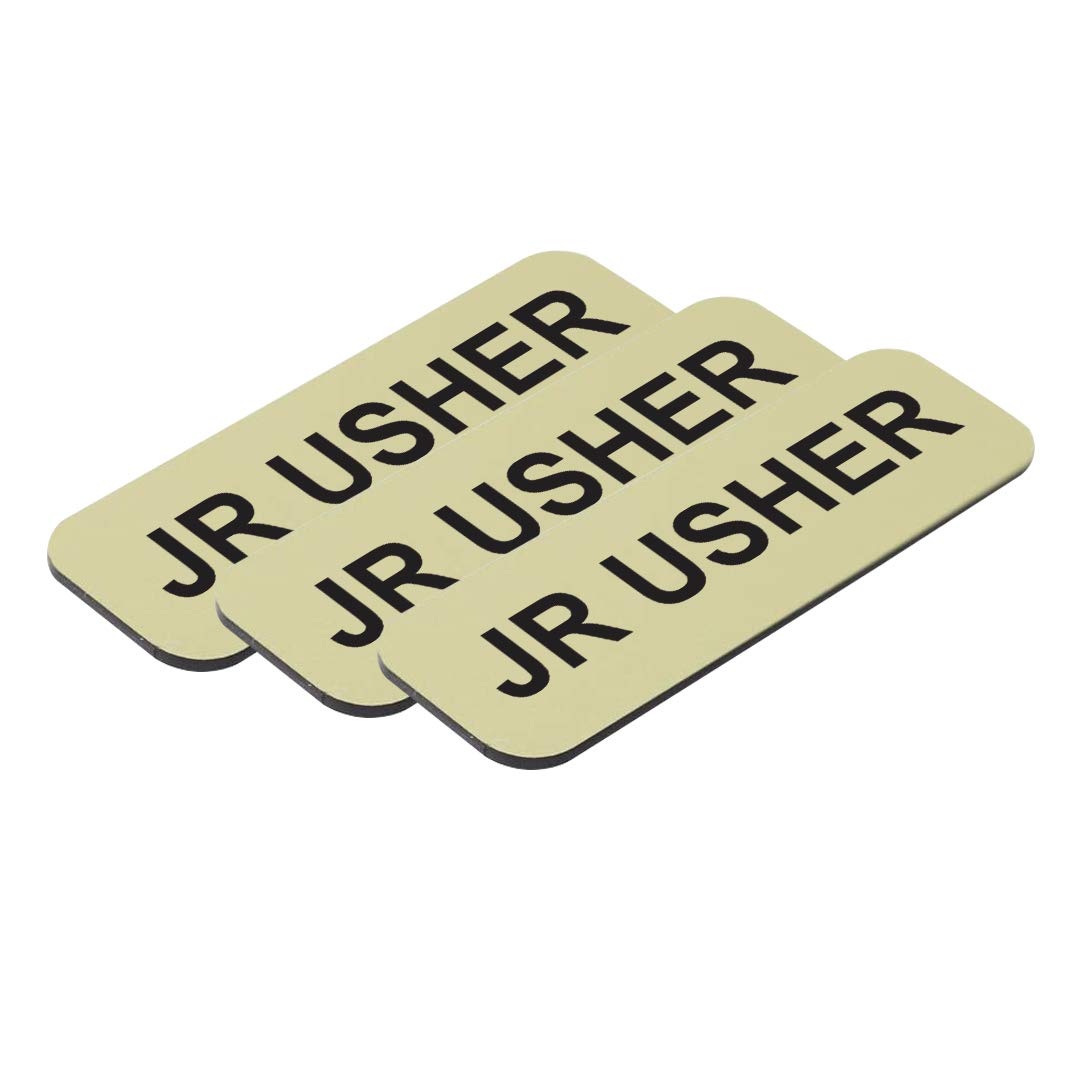Jr Usher 1 x 3 Name Tag, Brushed Gold (10 Pack)