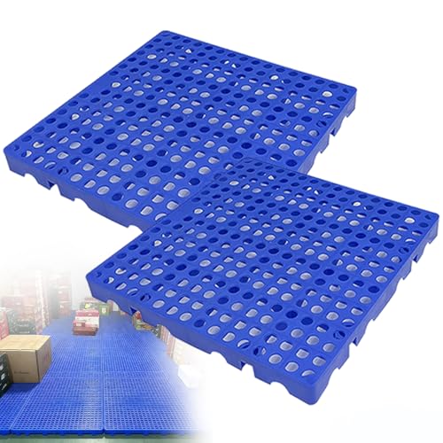 PQXQZ 2 Palets de Plástico Palet Impermeable Base de Almacenamiento Encajable para Suelos de Habitaciones Supermercados y Almacenes(50x50x3cm)