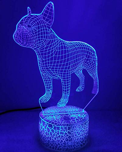HPBN8 3D Hunde LED-Tischlampe – 7 Farben, USB, Touch