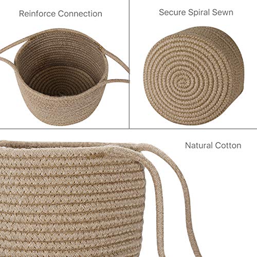Flexzion BASKT_PLANT_BRN Hanging Plant Basket (2 Pack) Cotton Rope Basket Indoor Planter Hanger (Up To 7 Inch Flower Pot) Macrame Woven Organizer Bin Home Decor Storage Organizer 20 Inch Hanging Rope thumb #2