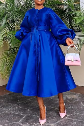 SHINFY Casual Church Dresses for Women Satin Long Sleeve A Line Semi Formal Fit Maxi Long Dresses with Pockets3