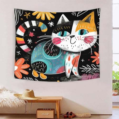 Tapisserie murales le chat 3D effet art mural nappes tapisseries grand tissu