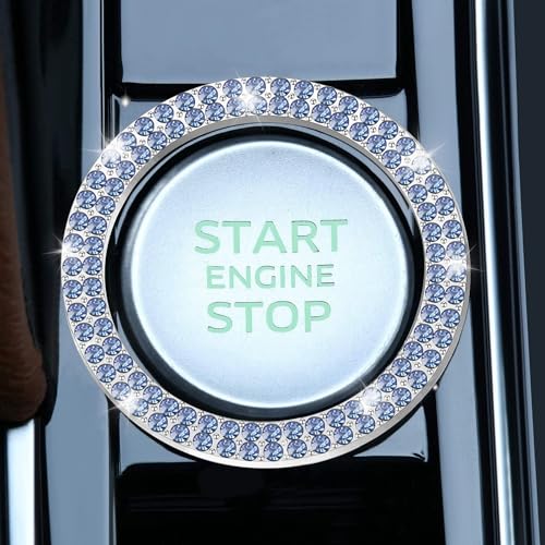image for LivTee 2 PCS Crystal Double Rhinestone Car Engine Start Stop Decoratio