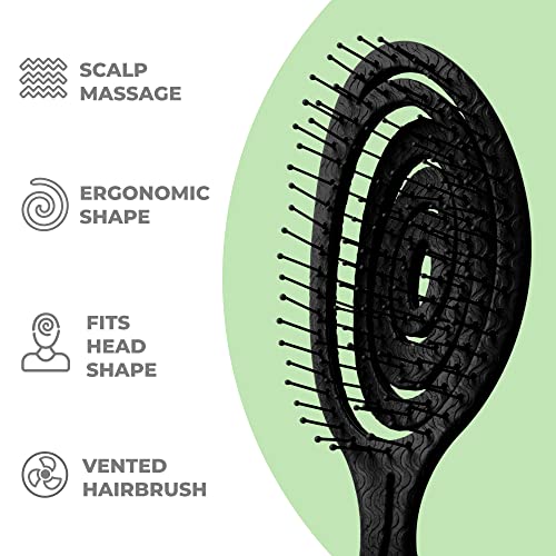 Image of Ninabella Organic Detangling Hair Brush - Does Not Pull on Hair - Straight, Curly & Wet Hair - Unique Spiral Design for Women, Men & Children