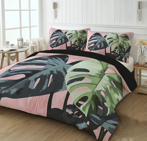 Housse de couette 140x200 avec fermeture éclair Monstera